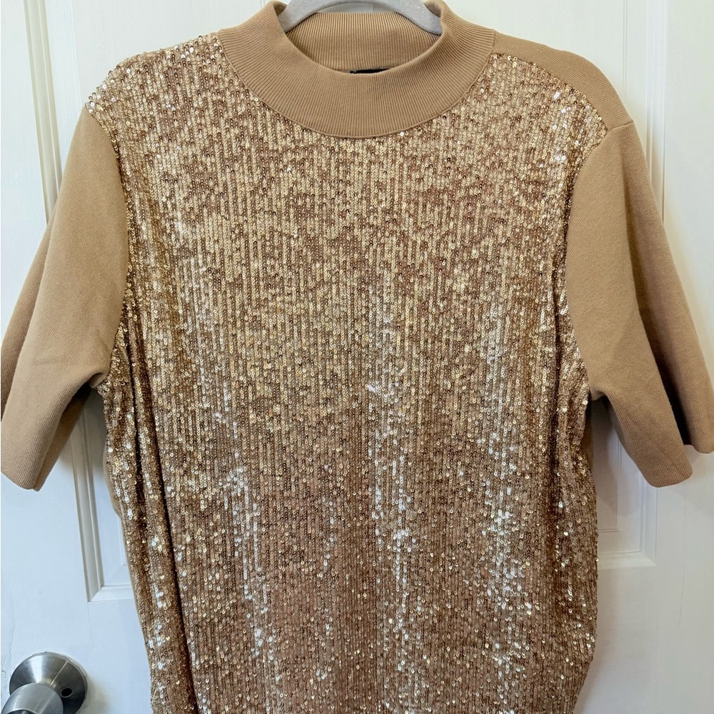Ann Taylor Holiday Mock-turtle Sequins Top